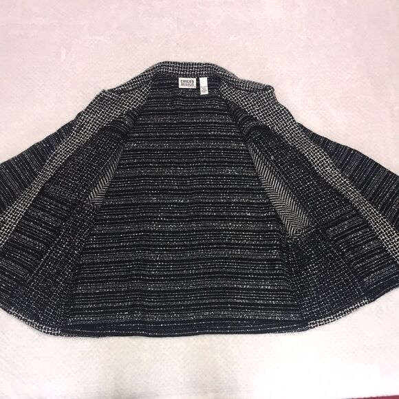 Chico’s Design Patchwork Look Jacket Button Front Black & White Size 1 Medium - Picture 6 of 12